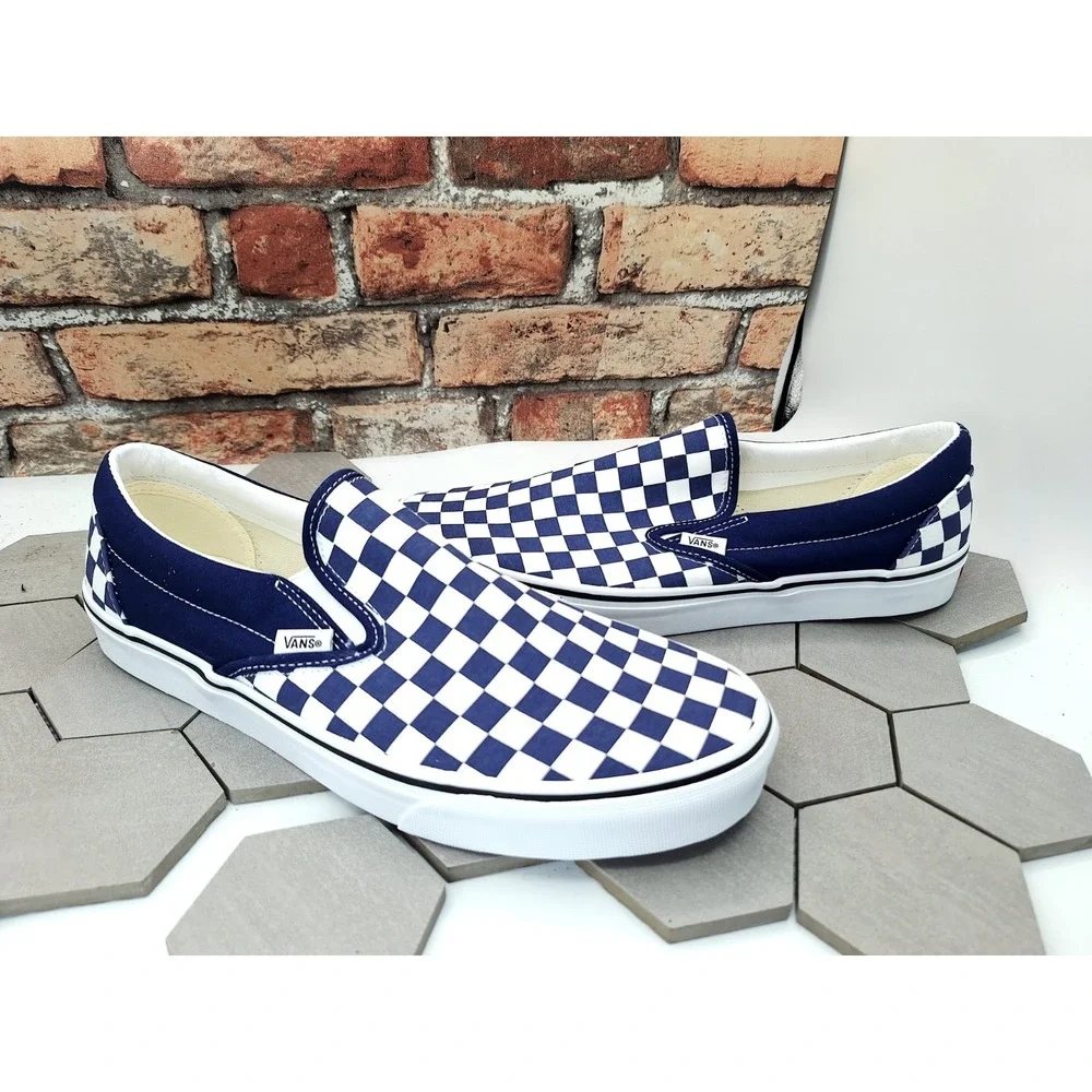 Vans Classic Slip-On Checkerboard Navy Blue/White Shoes Men's 9.5/ Women's 11